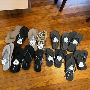Lot of Old Navy Black and Gray Sandals Flip Flops Various Sizes (Total: 15)